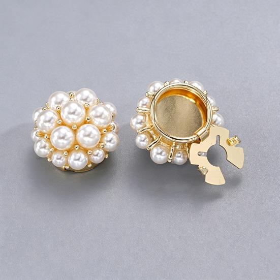 Faux Pearl Button Cover Alloy Elegant Clip-On Button Covers Removable No-Sew Button Covers for Women Shirts Blouses Wedding