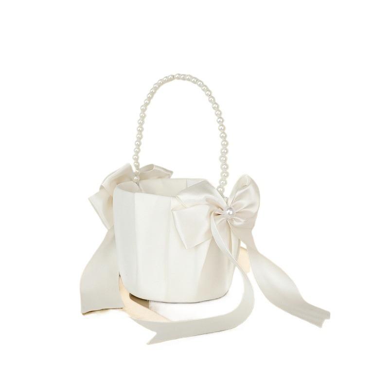 Marriage Western Style Flower Basket Wedding Flower Scattered Hand-held Pearl Small Happy Basket