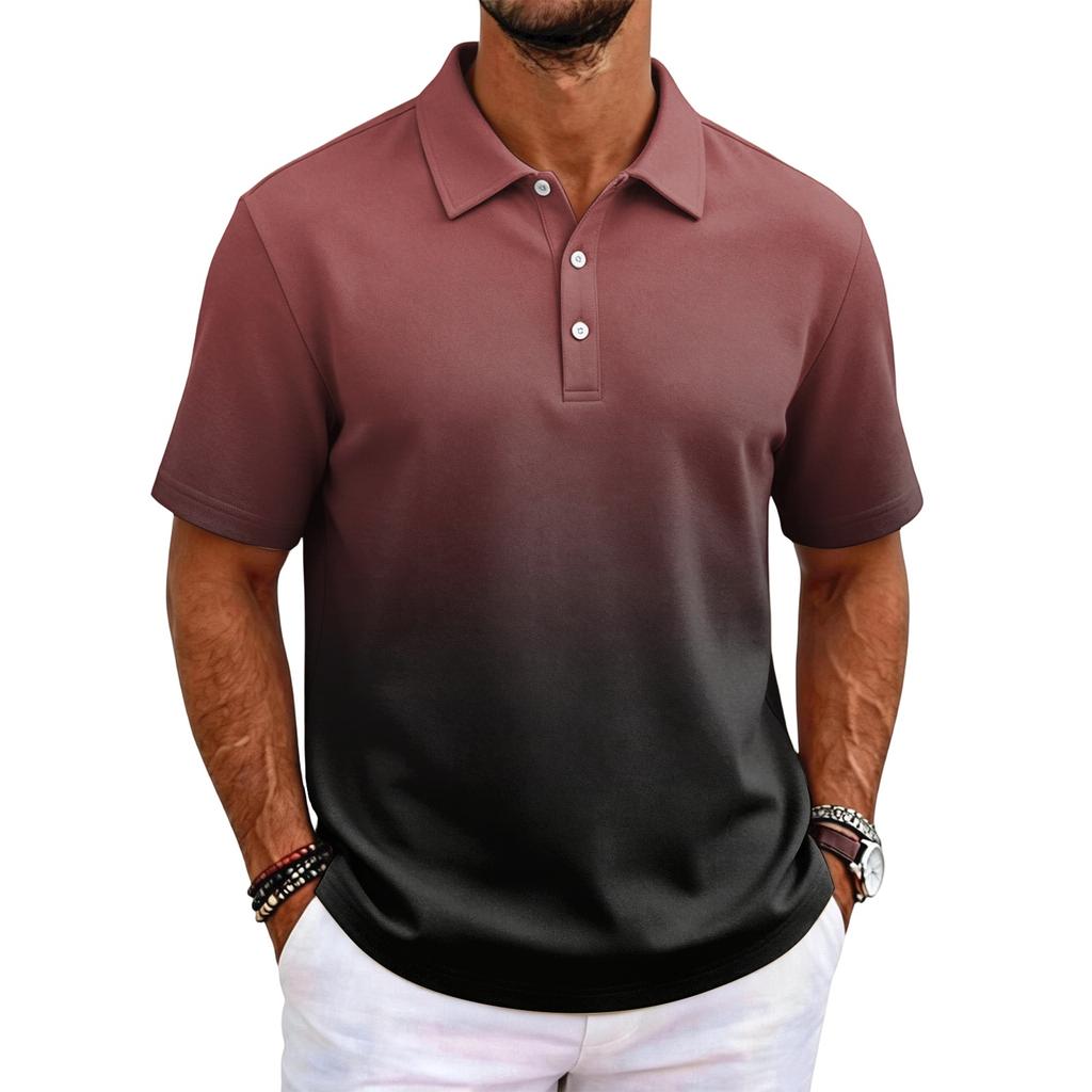 Men Short Sleeve Polo Shirt Classic Fit Lightweight Breathable Fabric Business Casual Solid Basic Collar Top