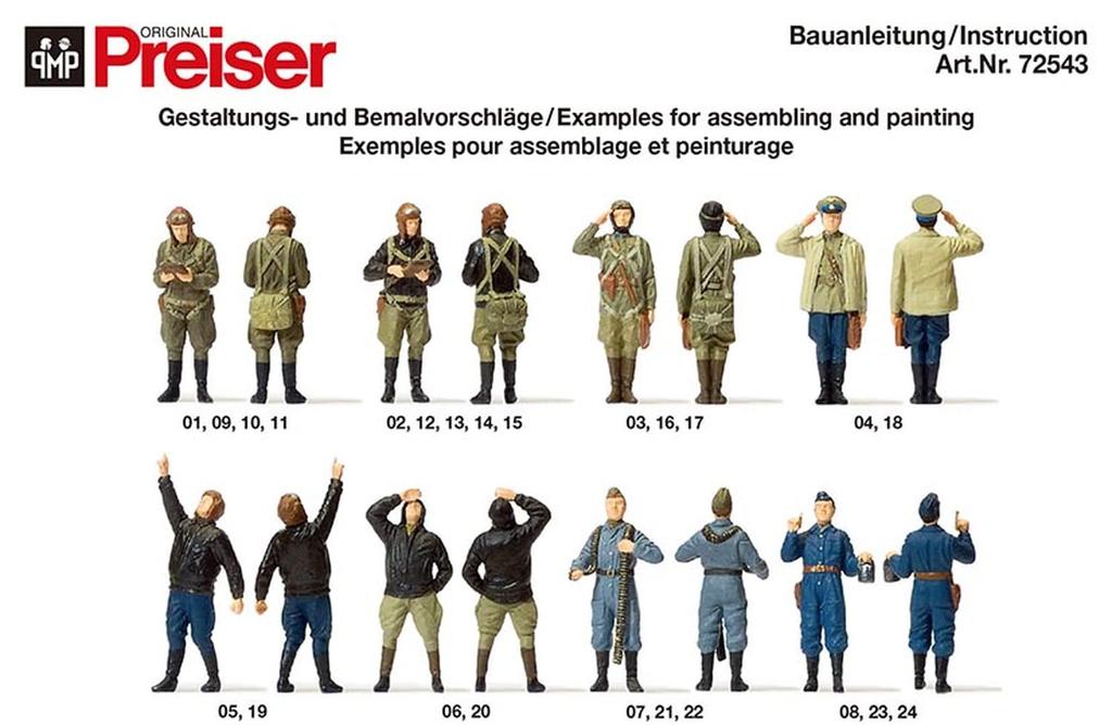 Preiser Scale Soviet Pilot Ground Crew Plastic Model Kit GP72543 1/72 & (6 Figures) 1941-45 (Personnel)