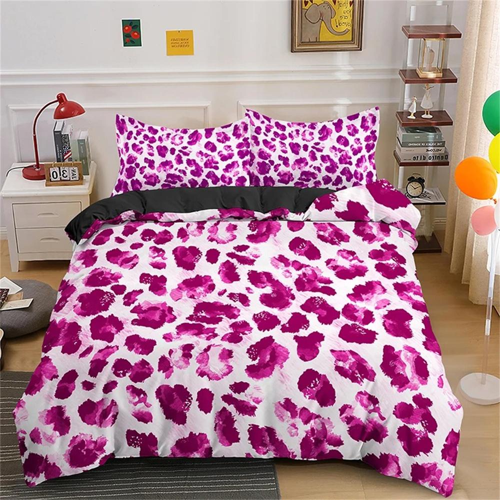Bamboo Fiber Luxury Comforter Cover Gold Leopard Print Bedding Set Duvet Cover + Pillowcases 15 Colors Bed Spread Set Complete