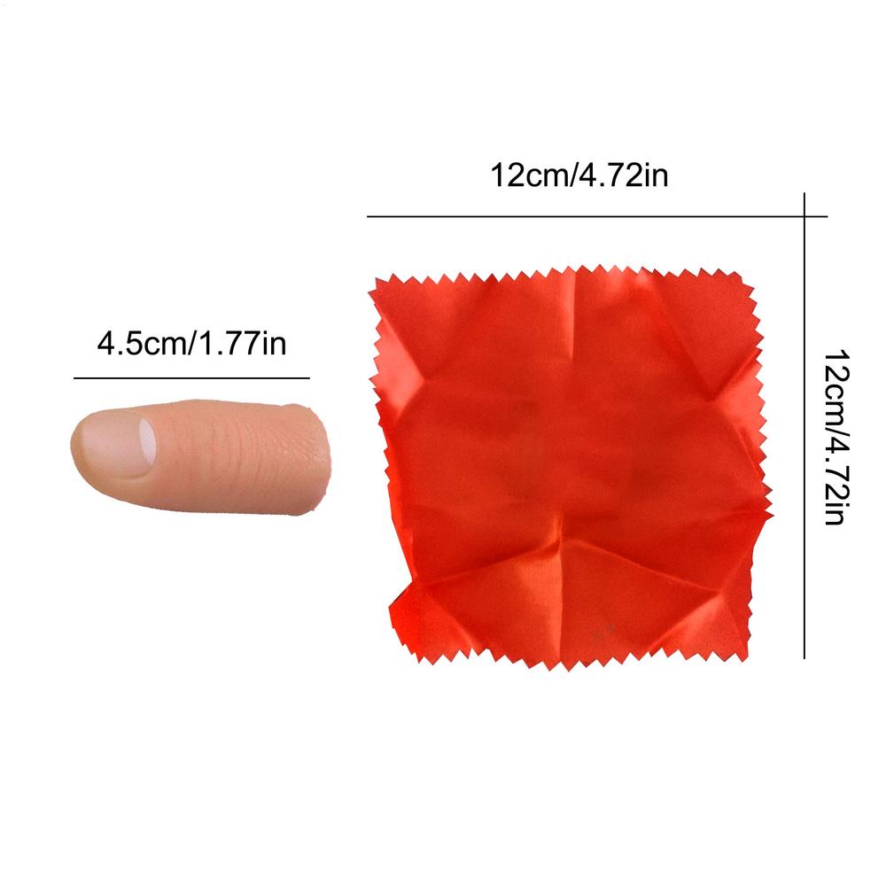 

hot sale Fashion Finger Magic Tricks phantasy Props Close Up Vanish Appearing Plastic Finger Thumb Tip Red Silk Clothing