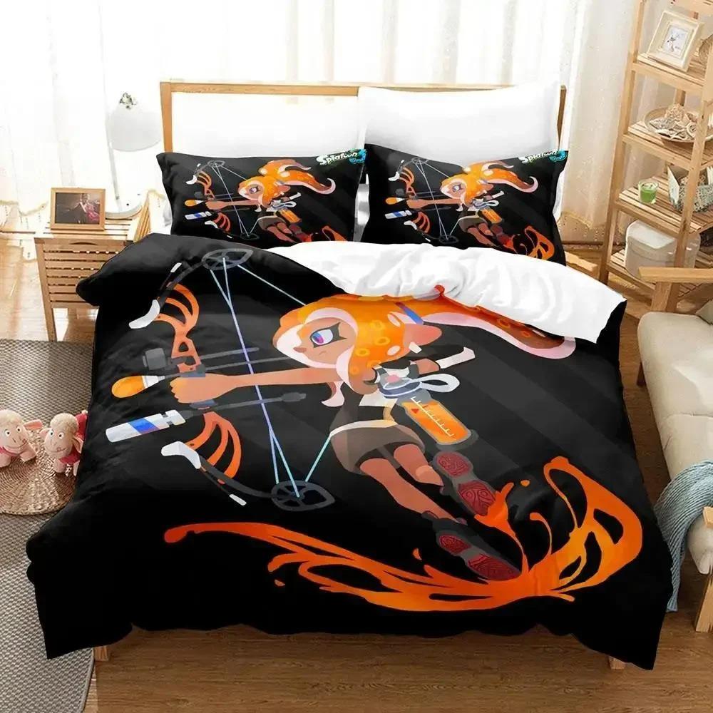 Kawaii Game Splatoon 3 Sleep Bedding Collection Single Size Twin Size Full Queen Dimension King Size Size Bed Collection Adult Kid Bedroom Duvet cover