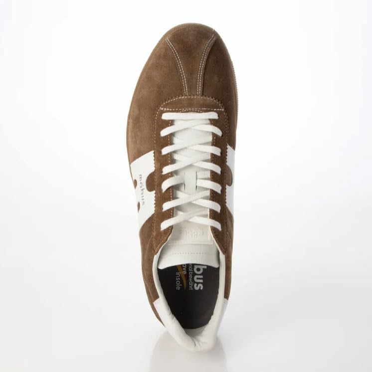MOBUS Men's Suede and Genuine Leather Sneakers, Sport, Casual, Walking, Commuting, School, Travel, Current Model, BERLIN SD (BURNED UMBER/WHITE, Size