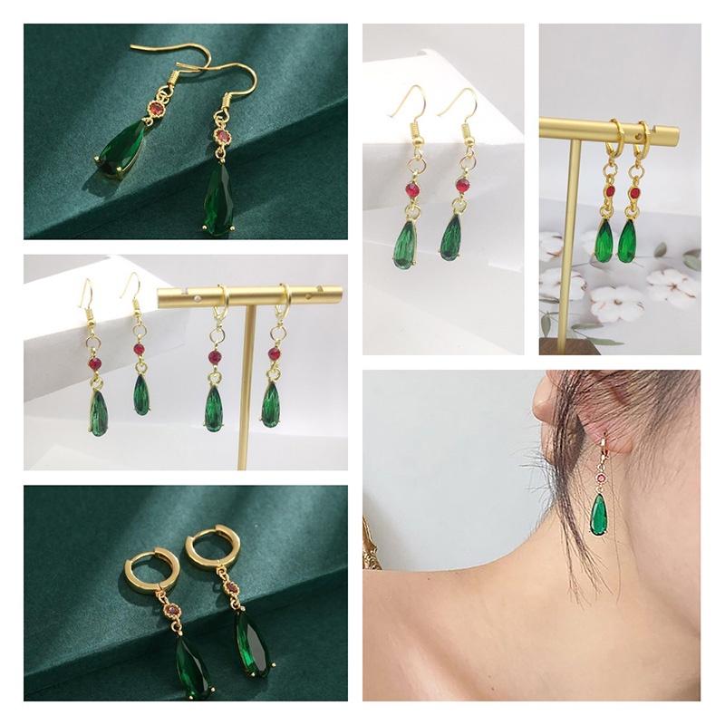 Brincos Pendentes Castelo Animado de Howl Com Gema Verde Estilosos e Elegantes