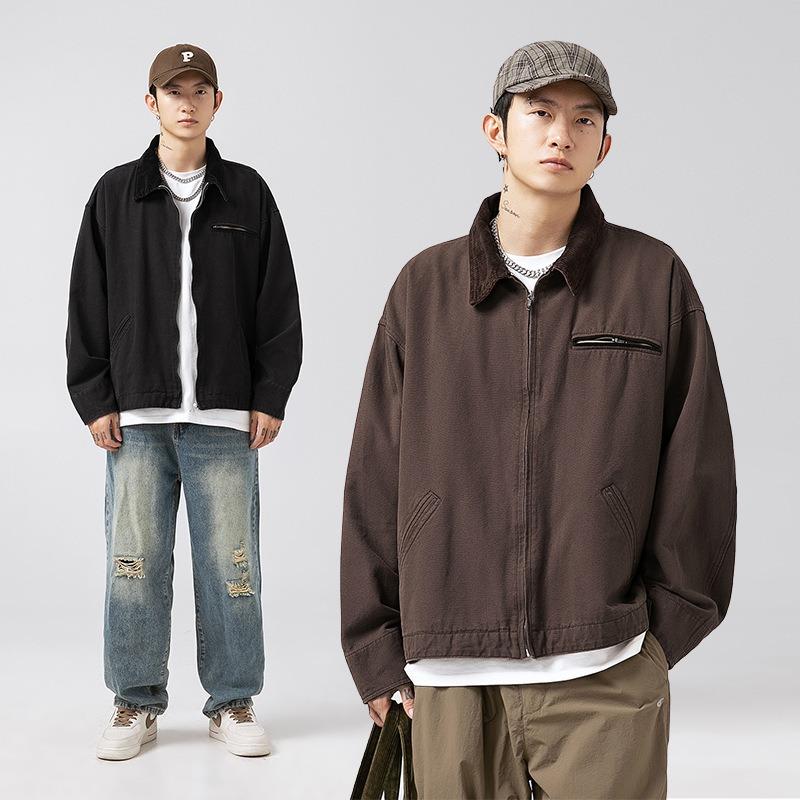 Spring and Autumn New Men's Retro Old Loose Stitching Laps Jacket