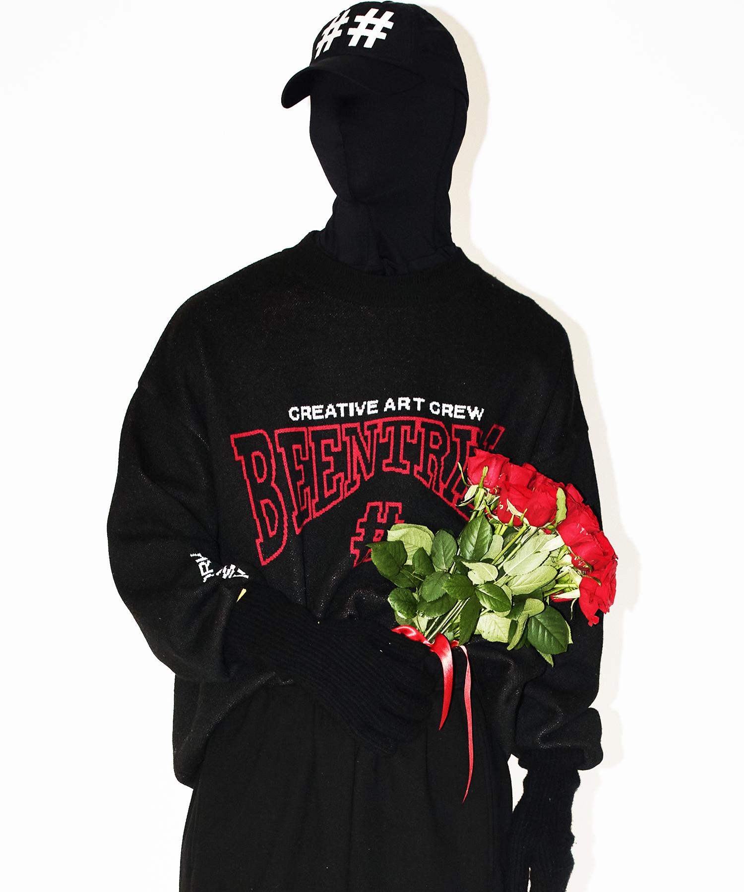 Vintril Lettering Art Oversized Knit (Black) L