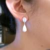 Cao Shi Elegant Imitation Waterdrop Pearl Earrings for Brides and Bridesmaids