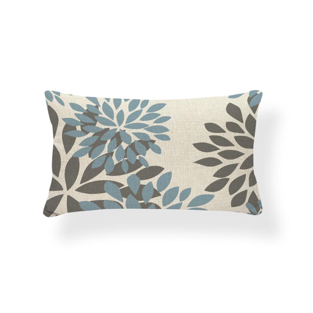 Geometrischer Leinen-Kissenbezug in Seeblau, Gelb, Schwarz und Weiß - Bauernhaus Wohnzimmer Sofa Dekor