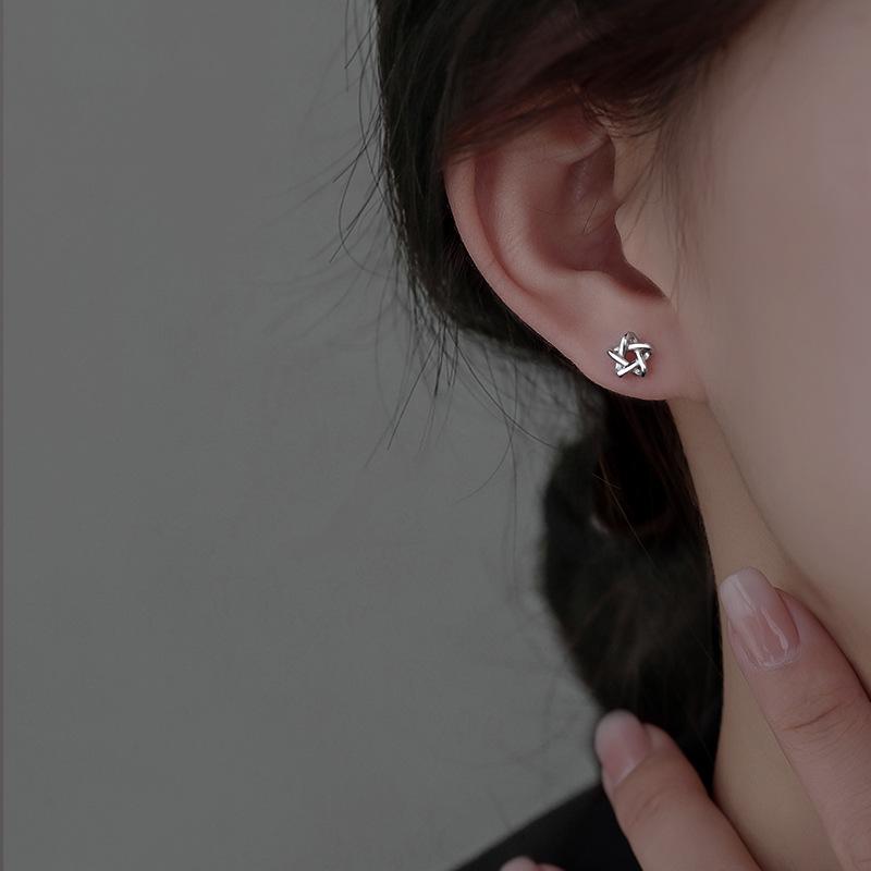 Pentagram Stud Earrings for Women's New Foreign Style Niche Design Sense Pentagram Earrings Premium Earrings