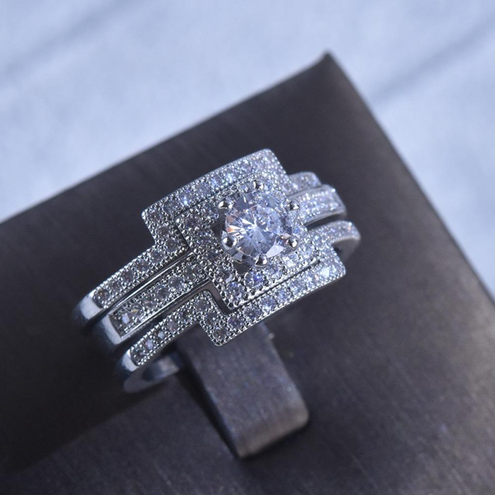 Bling Bling Sparkling Three Set Rings for Women Luxury Micro Paved Diamond Jewelry no. 6