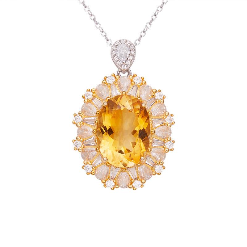 Natural Citrine Pendant Necklace Women S S925 Sterling Silver Color Treasure Jewelry Xiaohongshu