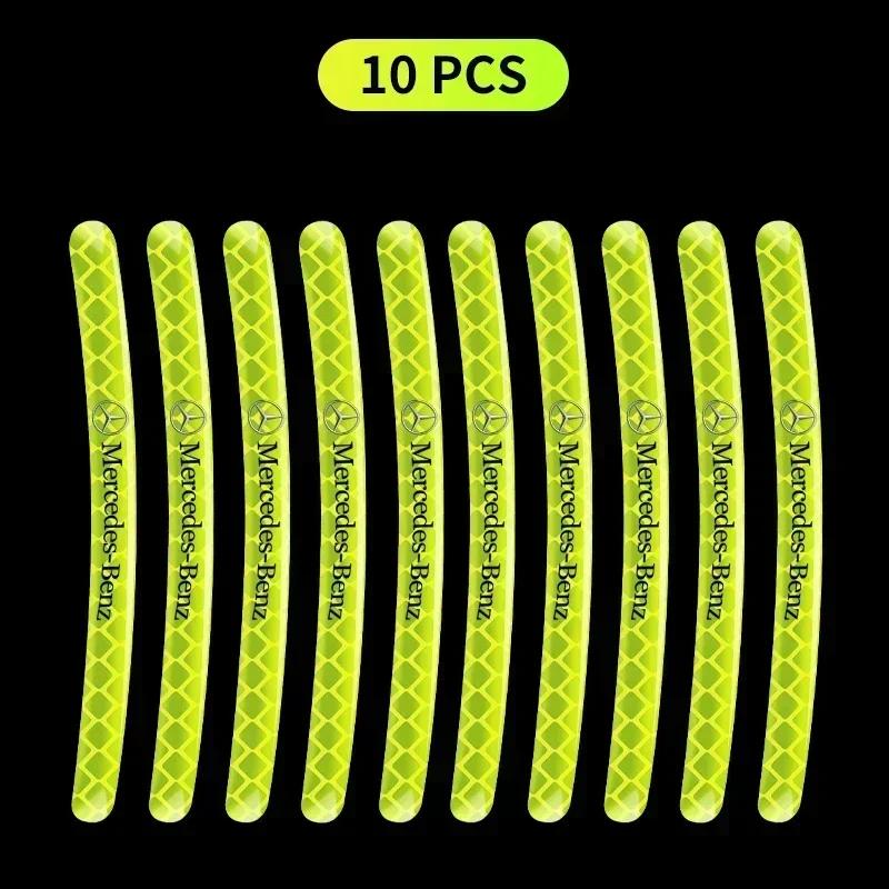 CSC1 Car Wheel Fluorescent Sticker Hub Sticker Reflective Warning for Mercedes Benz B/C/E/S Class A Class C200L GLC GLK New CLA GLA