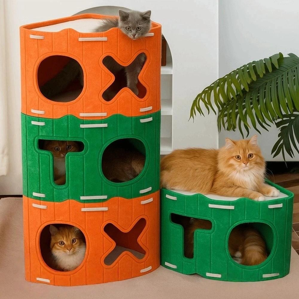 Casa para Gatos Tudo-em-um com Furos Condomínio para Gatos Estilo Japonês Casa Castelo para Gatos Quatro Estações