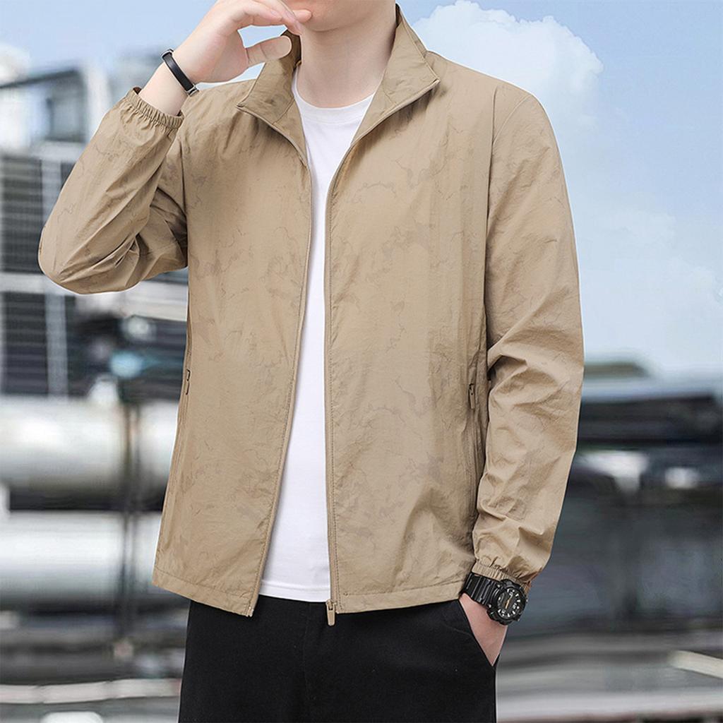 Men's Summer Light And Solid Color Outdoor Loose Large-sized Sun-protective Clothing, Waterproof Windbreaker Jacket