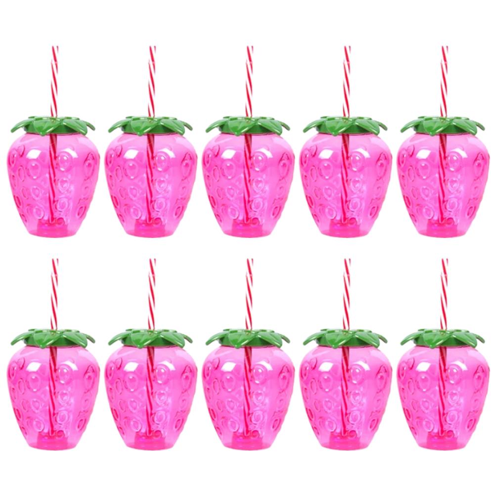 

10 шт. пластиковых стаканчиков для питья с клубникой, ананасом и соломинкой, стаканчики для воды в форме фруктов, луау, фламинго, летний декор для вечеринки у бассейна на пляже