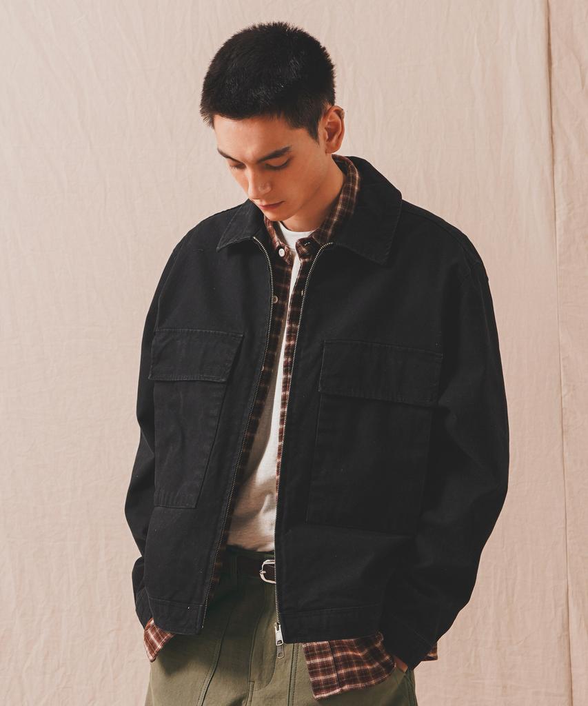 Perstep Oxford Cotton Work Jacket Black Smot4684