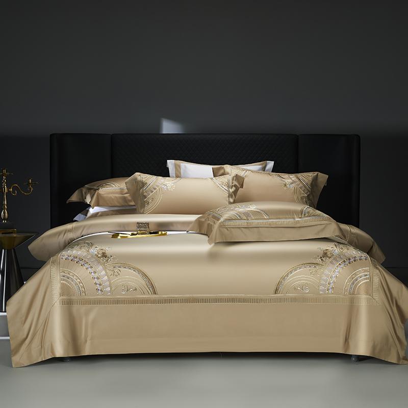 Premium 1400TC Egyptian Cotton Luxury Embroidery Bedding Set Queen King Size Duvet Cover Flat/Fitted Bed Sheet Pillowcases 4Pcs