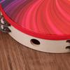 8/10 In Wooden Tambourine Handbell Hand Drum W/ Double Row Jingles Laser/Rainbow Drum Head Musical Percussion Instrument