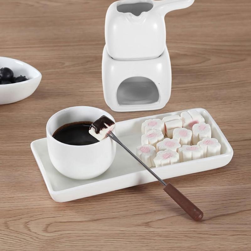 Rapid Heating Ceramic Chocolate Melting Pot for Fondue and Desserts Butter Warmer Aromatherapies Oil Burners Fondue Pot