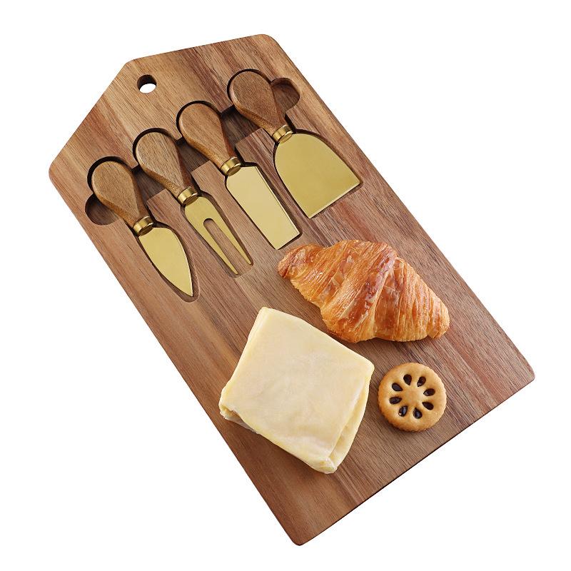 Acacia Cheese Board Set Stainless Cheese Tools 4-piece Set Cheese Knives Deli Board Knives Set