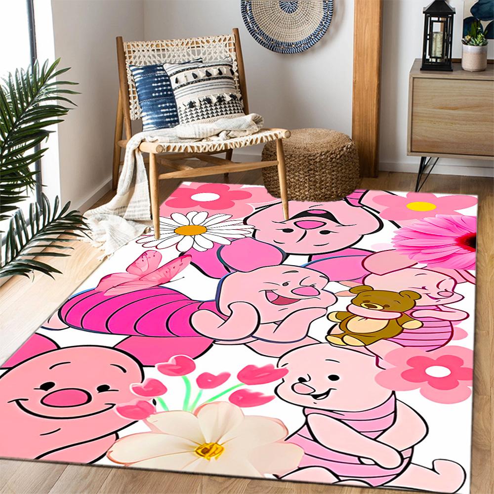 Ferkels Lila Schal Abenteuer Disney Zeichentrickfilm Thema Rutschfester Teppich - Polyester, Heimdekoration, Geeignet für Schlafzimmer, Wohnzimmer, Eingangsbereiche und Studios