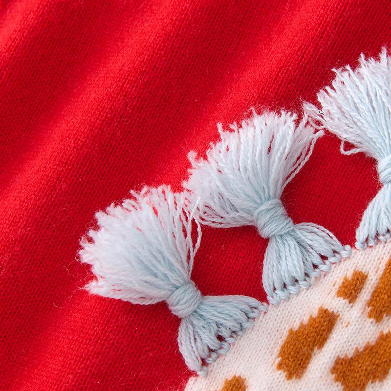 Lekasha Women's Red Cashmere Pullover with 3D Horse Decoration