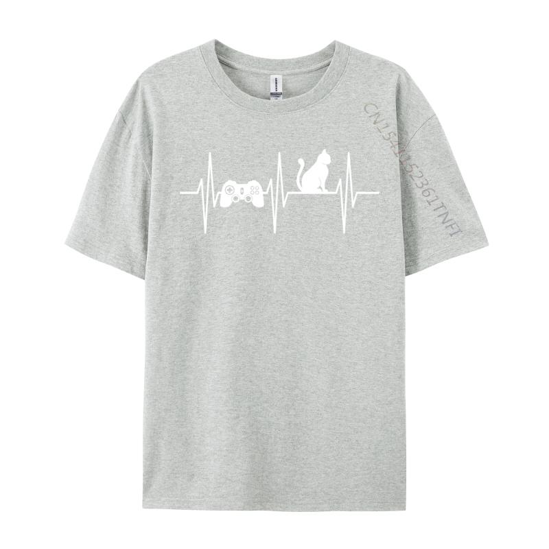 Gamer Ca Gaming Cat Lover Heartbeat Video Gaming Funny Halloween Unisexs T Shirt Classic Tees Funky Tops Tees Free Shipping