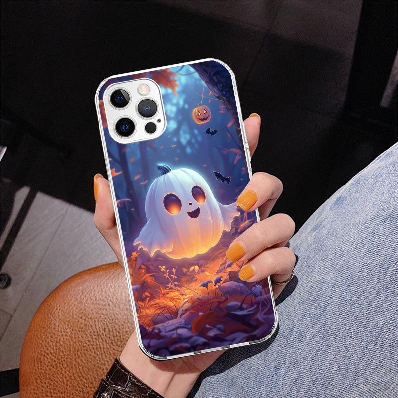 Cute Halloween Ghost Phnoe Case for Iphone 17 Air 16 16E 11 12 13 Mini 14 Plus 15 Pro Max 7 8 + SE 2020 Phone Cover Coque