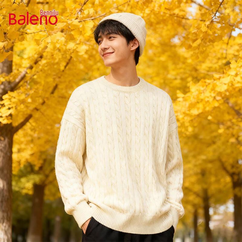 Baleno Men's Solid Color Round Neck Sweater