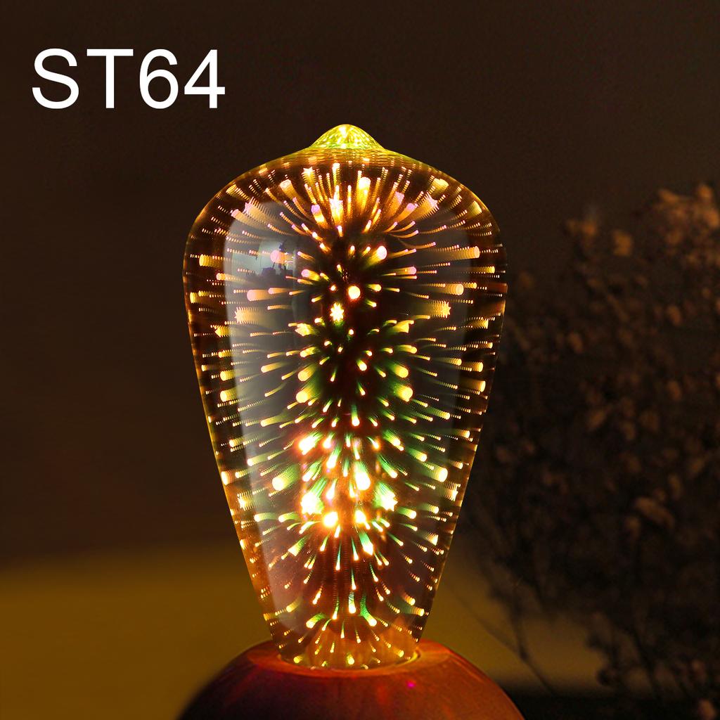 3D Havai Fişek Efekti Vintage LED Akkor Ampuller Retro Edison Lamba E27 AC110V-220V Tatil Dekorasyon Işığı Ampul G80 G125