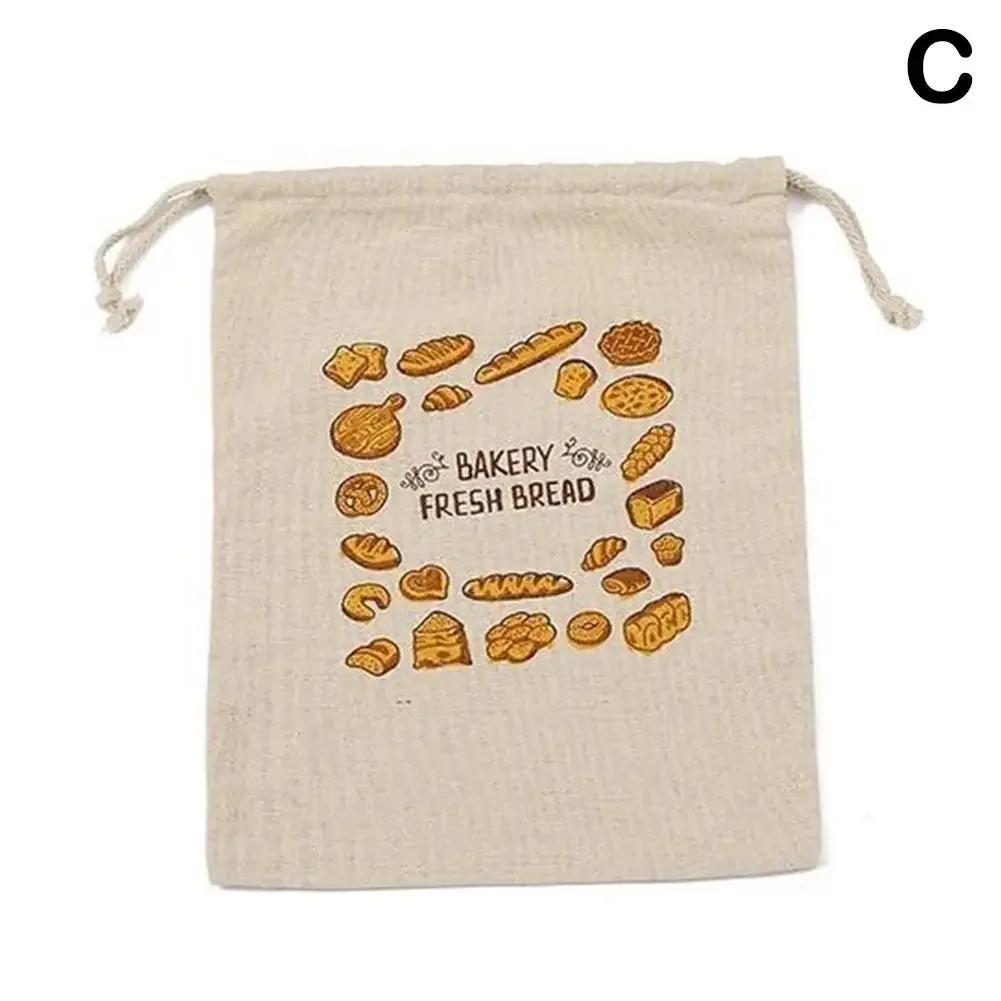 Reusable Drawstring Linen Bread Bags Large Washable Storage Food Accessories Home Unbleached Kitchen Organizer