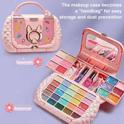 Kinder-Make-up-Set, waschbar, echtes Kosmetik-Set, Eltern-Kind-Make-up-Set, Prinzessinnen-Ankleideset für Weihnachten und Geburtstage, Mädchen im Alter von 7–14 Jahren