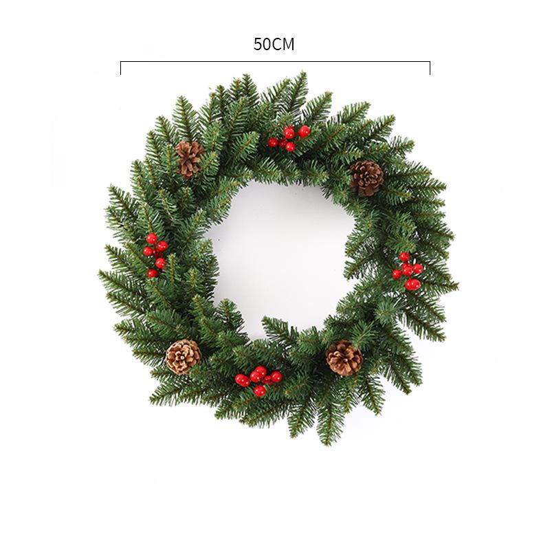 118236in Christmas Wreath Snowy Red Ribbon Berries Pine Cone Decor Xmas Gift