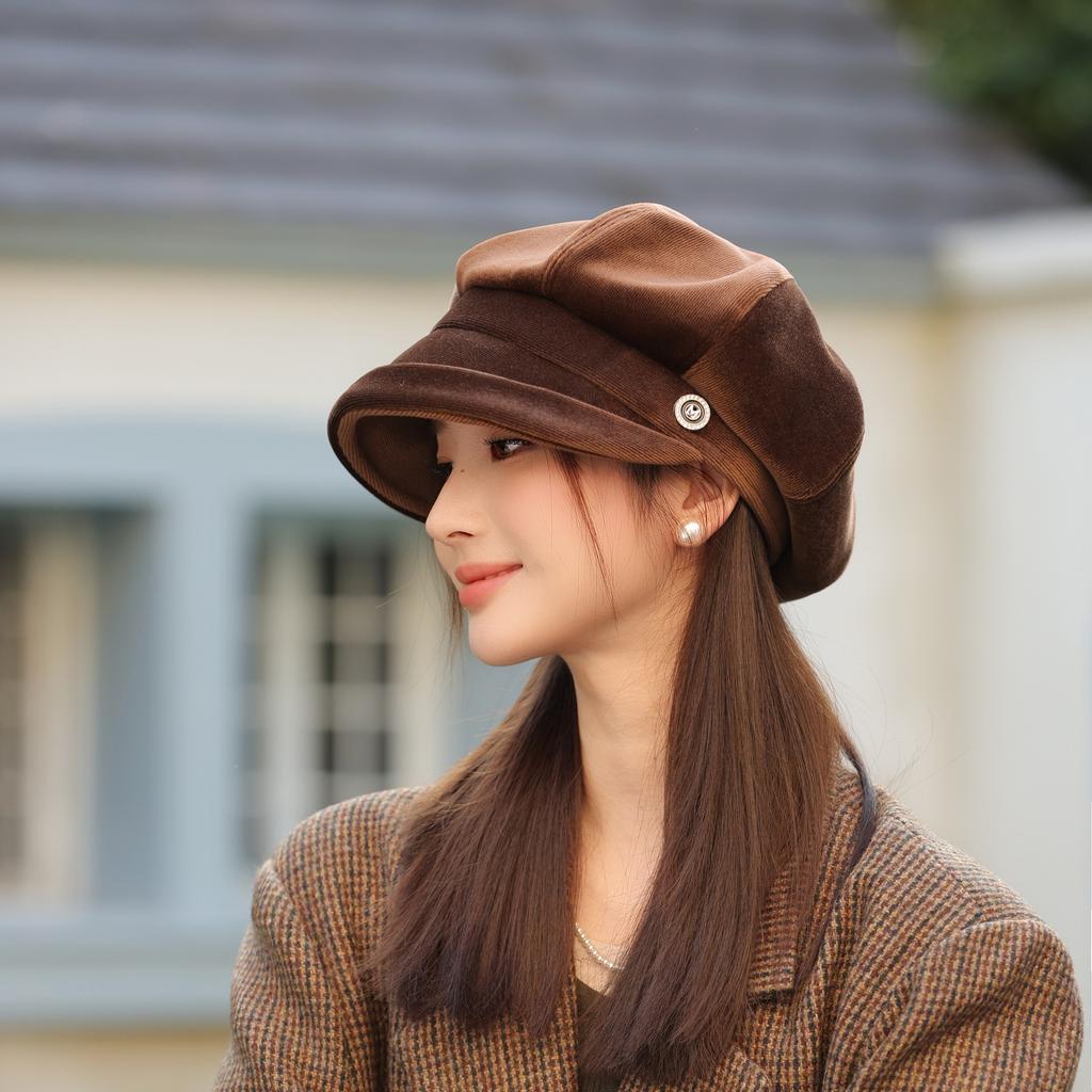 Beret Female Autumn and Winter Retro Painter Hat Fashion Duck Tongue Octagonal Hat