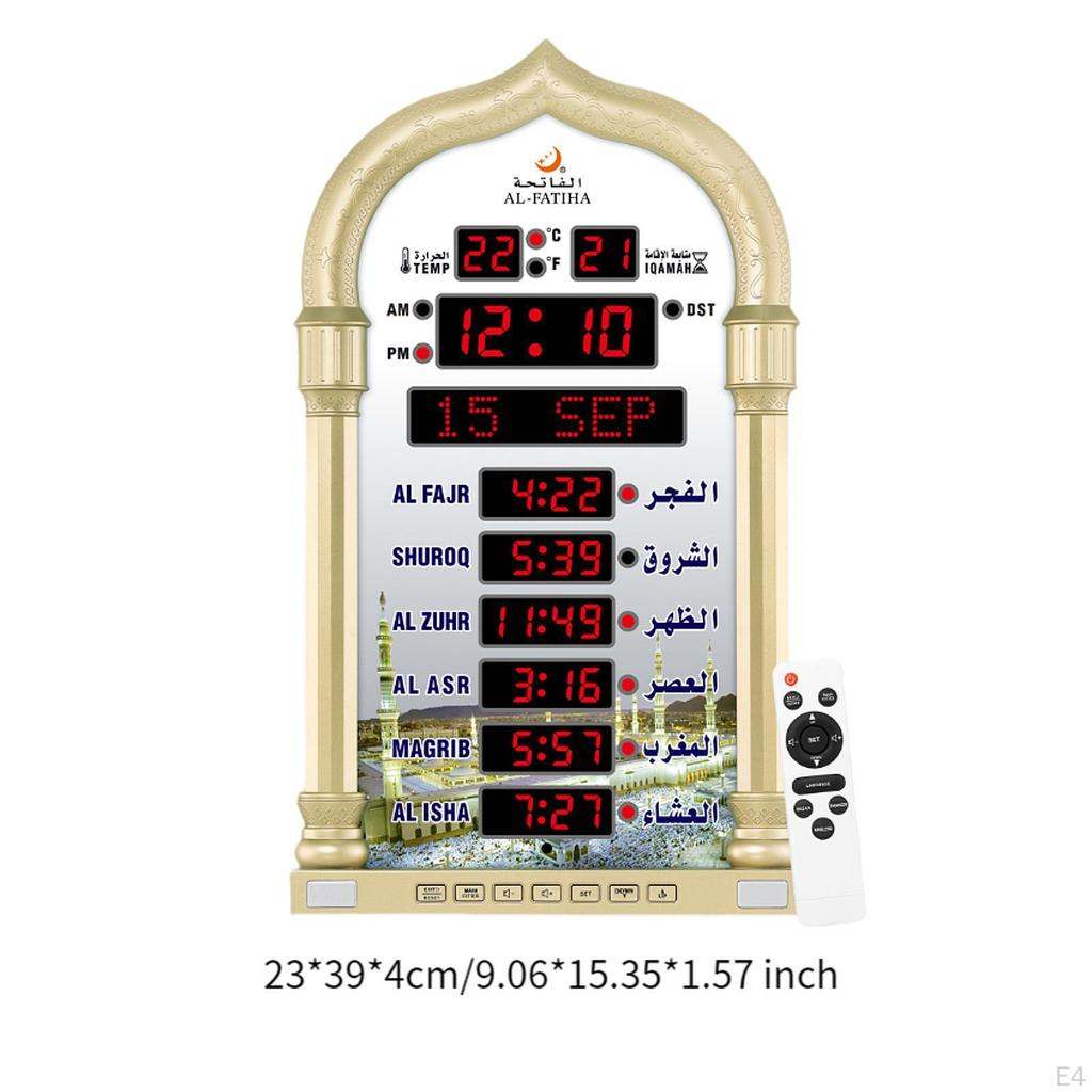 Muslim Prayer Desk Clock Father's Day Gift Calendar Azan Alarm Islamic Black