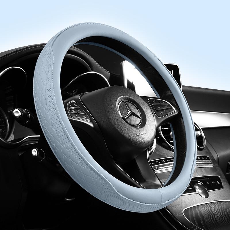 Coprivolante per Auto in Pelle Napa Perforato Patchwork, Antiscivolo, Traspirante, Universale 15 Pollici (circa. 38 centimetri)
