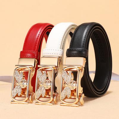 Casual Animal Type Diamond Embedded Women's Leather Belt Genuine Leather Versatile Waist Belt for Skirts and Pants Decorative