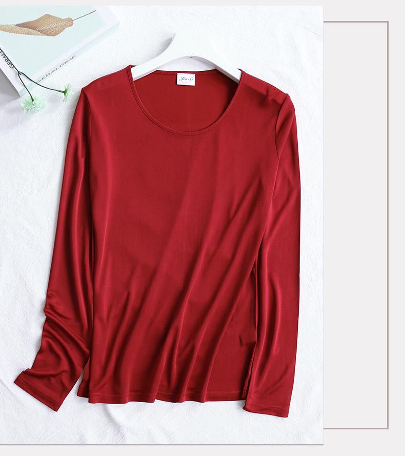 Women's High-End Mulberry Silk Double-Sided Knit Slim Fit Long Sleeve Top