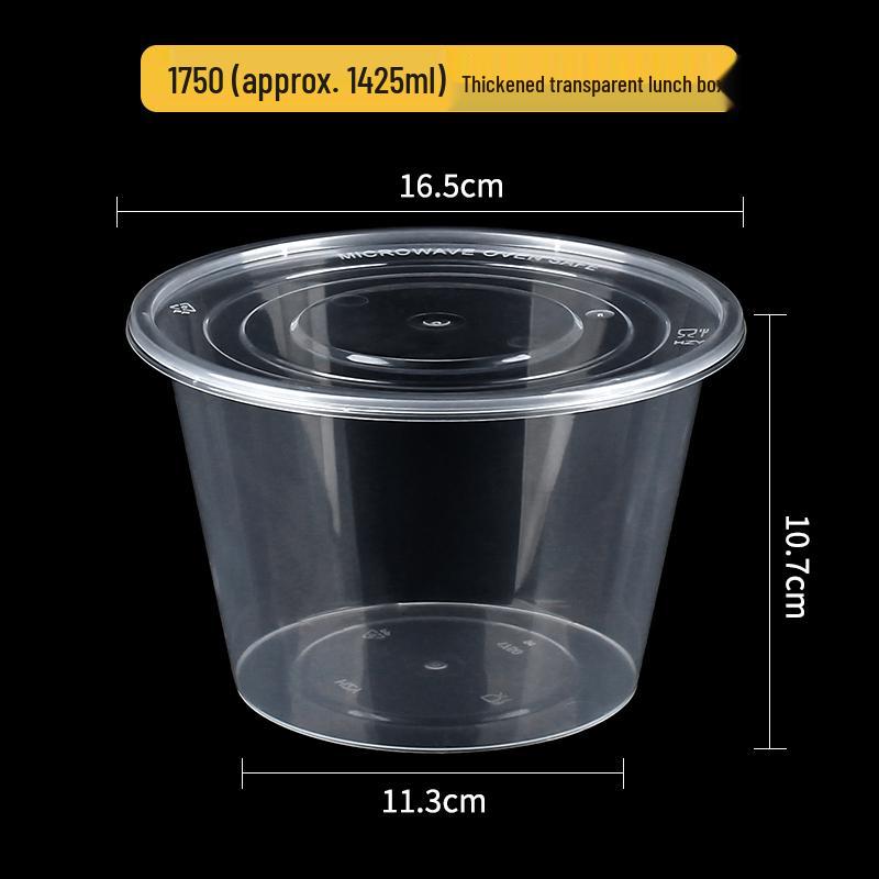 Disposable Transparent Food-Grade Round Takeaway Box for Salad, Bento, or Rice - High Temperature Resistant