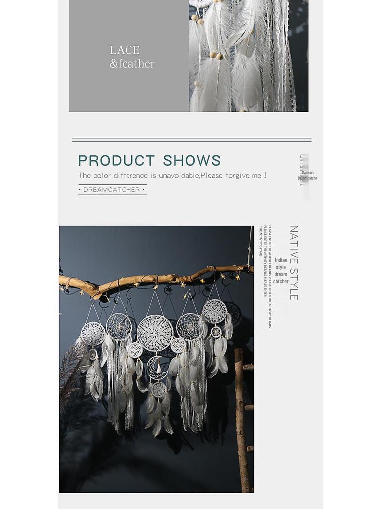 Nordic Five-Piece Feather Dream Catcher Wall Hanging Decor Set