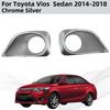 2pcs Car ABS Chrome Accessories Plated Front Fog Lamp Cover Trim Paste Style For Toyota Vios  Sedan 2014 2015 2016 2017 2018