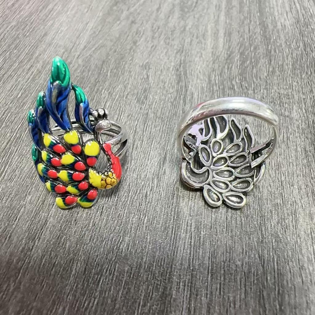 Peacock Ring, Adjustable Ring Couple Jewelry