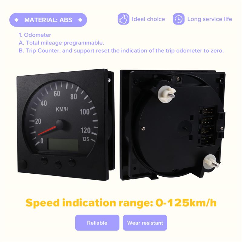 A58X-Universal 140Mm Diameter Speedometer Truck 0-125Km/H With Odometer Backlight 9-36V
