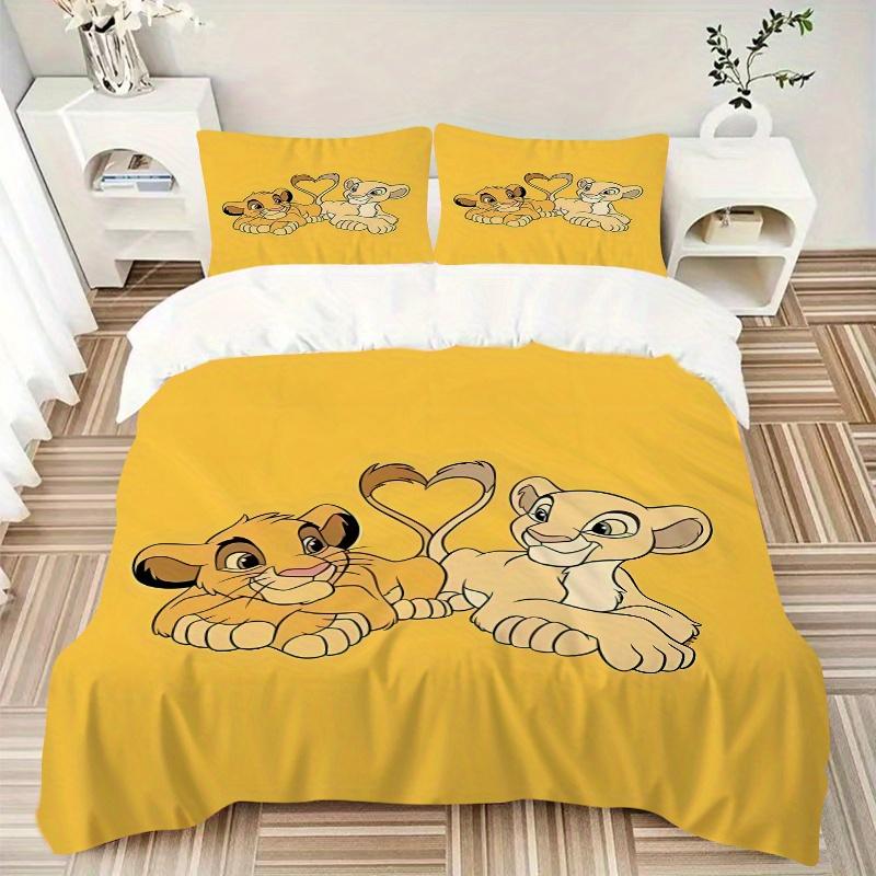 3pcs Lion King Simba & Nala Heart Shaped Tail Quilt Set Soft and Comfortable Bedroom, Guest Room and Dorm Decor Bedding Set W063