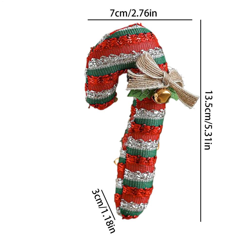 Christmas Candy Canes Decor Fabric Red White Christmas Crutches With Bell And Bow Candy Christmas Tree Decorations For Party