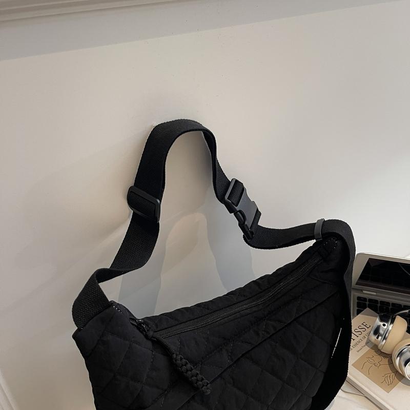 Large Capacity Commuter Shoulder Bag Women's Rhombic Lightweight Crossbody Bag