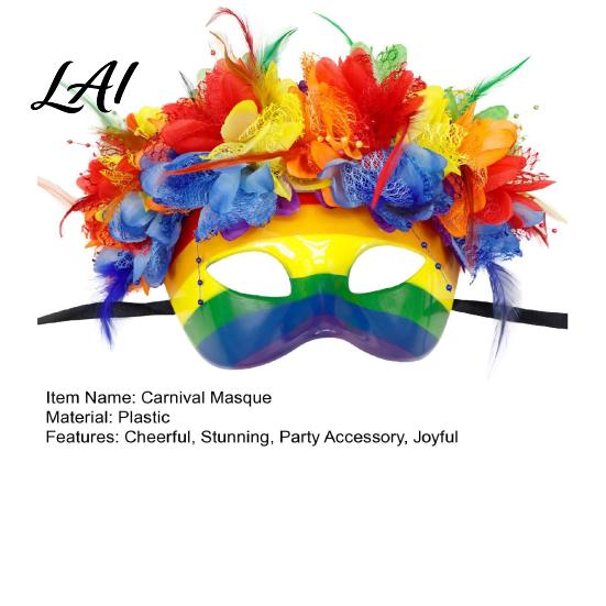Maschera Floreale Mascherata Mardi Gras per Uomini Donne Colorata Arcobaleno Piumata Carnevale Veneziano Festa di Ballo Carnevale Halloween Cosplay Costume