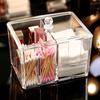 Clear Acrylic Makeup Cotton Storage Box with Dust Resistant Lid Organizer for Cotton Pads Swabs and Small Cosmetics