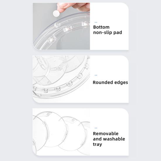 Fridge Storage Box Spice Rack 360-Degree Rotatable Design Large Capacity Transparent Turntable